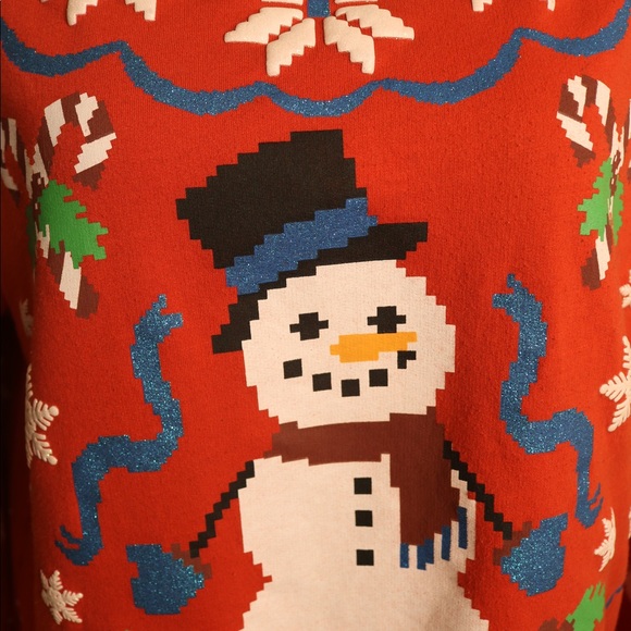New Christmas sparkly snowman red sweater - Picture 4 of 5